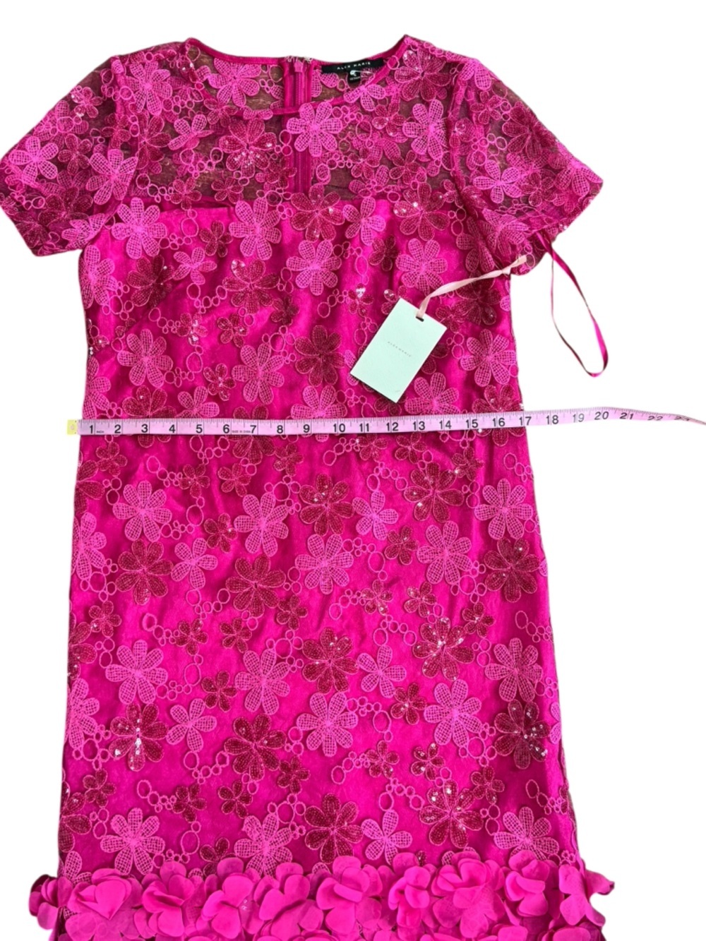 Alex Marie Pink Lace Floral Dress Sz 2 Embroidered Sequin Party Cocktail Dress - Picture 8 of 10